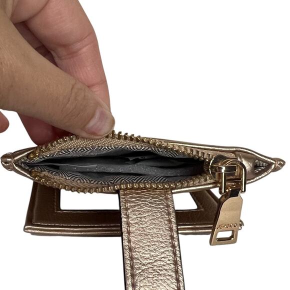 Jen & Co Sam Vegan Leather Wallet - Rose Gold Fold Out ID Card Slots Zip Close - Picture 5 of 9